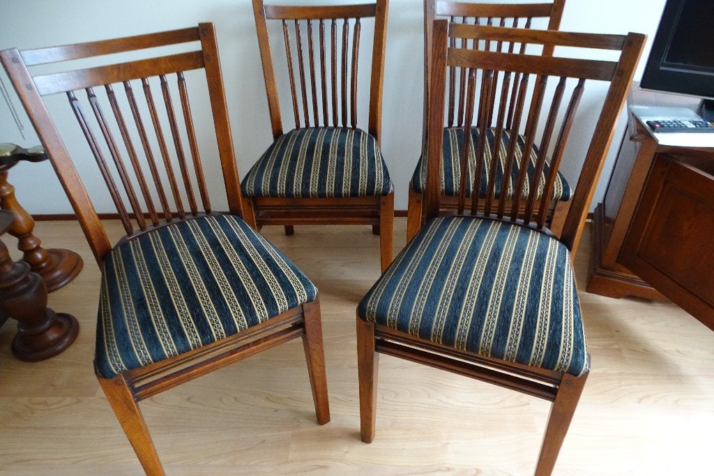 4 Eethoekstoelen, kersenhout, Huis en Inrichting, Ophalen, Hout, Gebruikt, Bruin