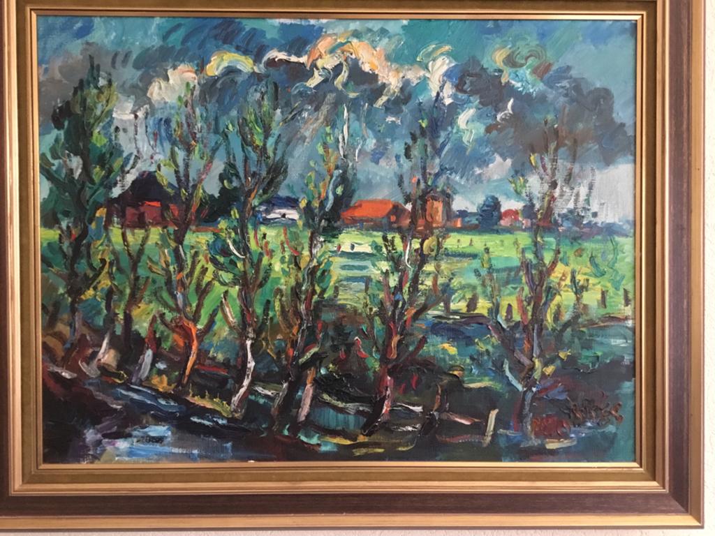 Santpoort geschilderd door j makkes, Antiek en Kunst, Kunst | Schilderijen | Klassiek, Ophalen of Verzenden