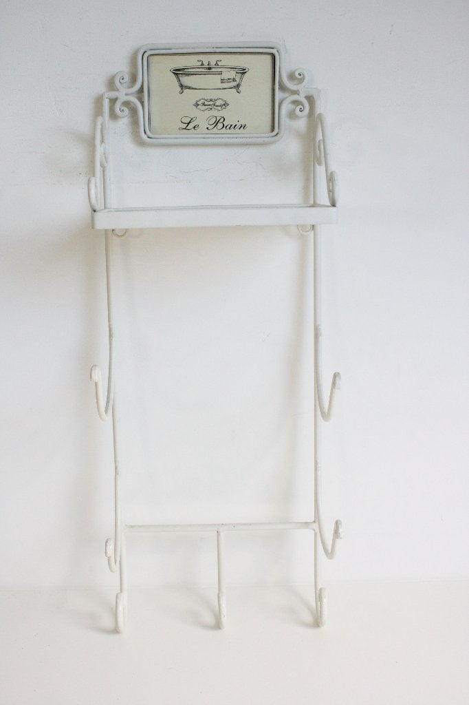 Metalen brocante handdoekenrek, Huis en Inrichting, Ophalen of Verzenden, Gebruikt, Wit, Handdoekenrek