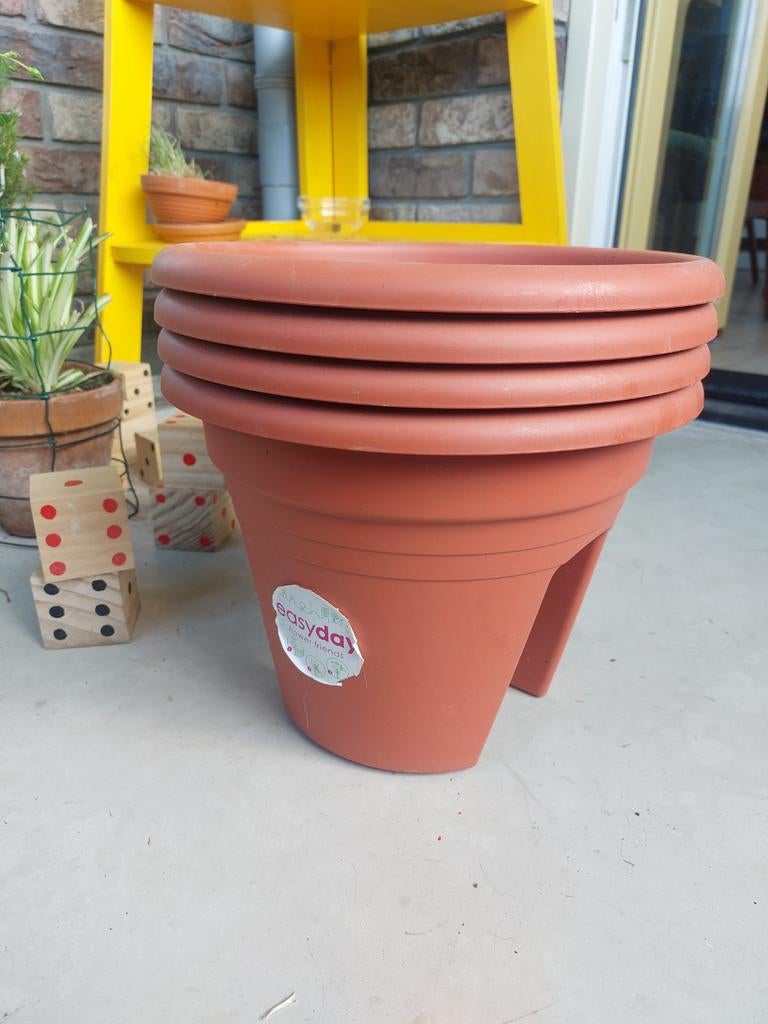 4 bloembakken balkon, Tuin en Terras, Bloembakken en Plantenbakken, Ophalen, Kunststof, Minder dan 30 cm, Balkon