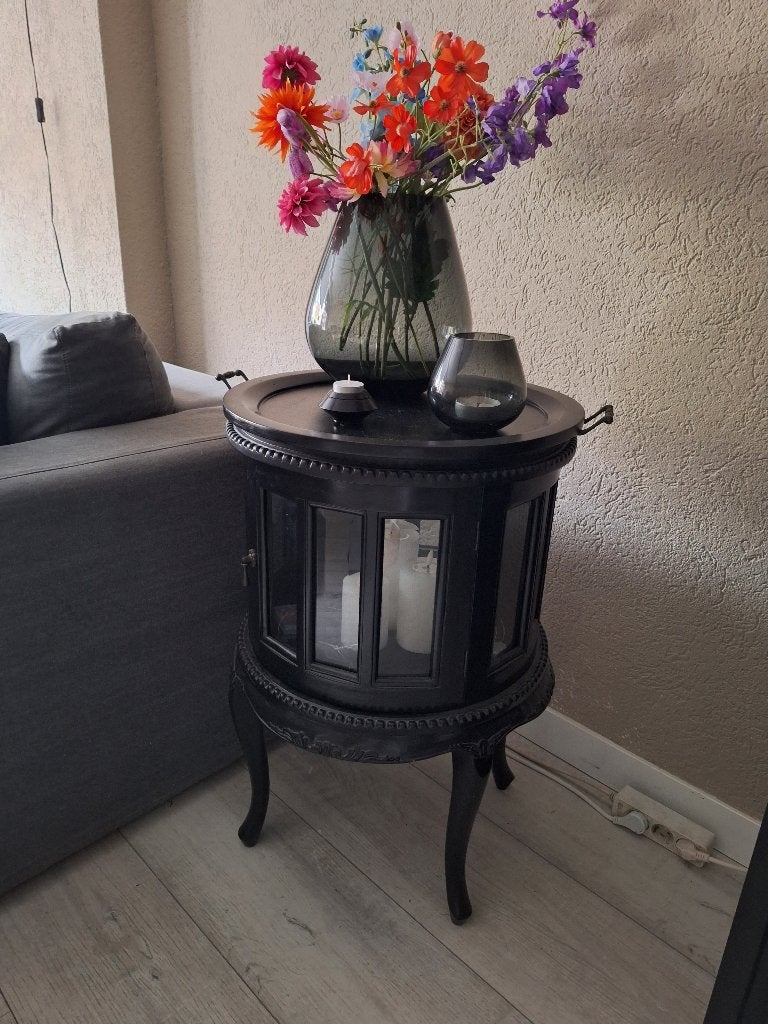 Zwart theekastje, Ophalen, Hout, Klassiek, Gebruikt