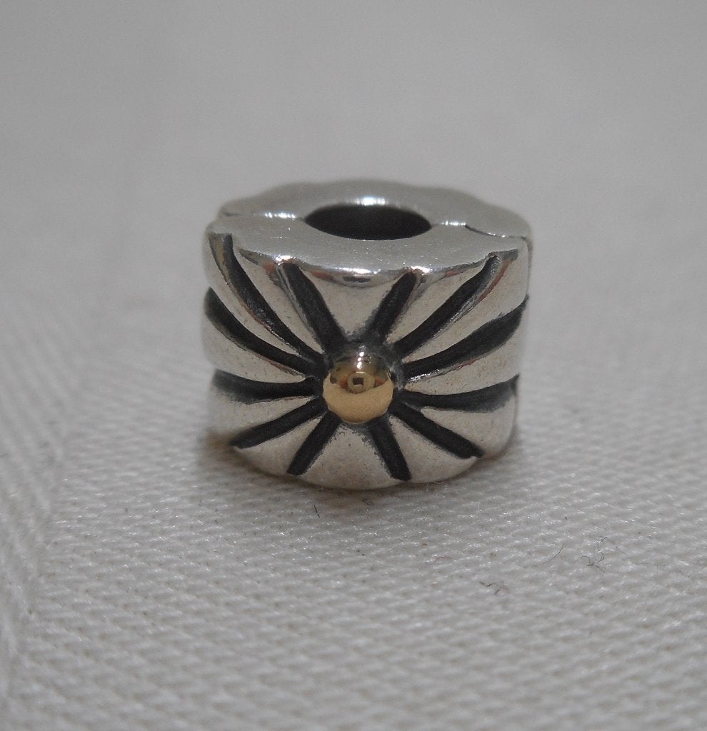 Zilveren Pandora clip Sunburst met 14kt goud nr.2213