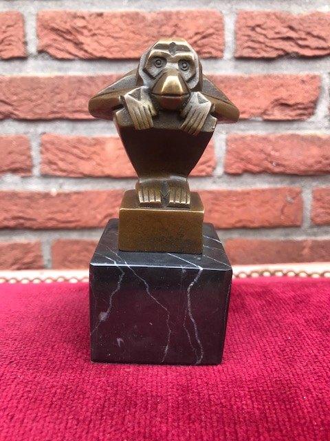 gestileerd aapje, brons en marmer, Ophalen of Verzenden, Brons