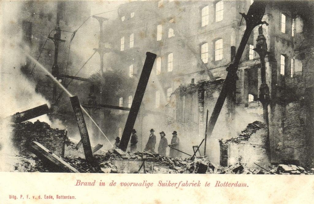 Brand in de voormalige Suikerfabriek te Rotterdam. - ongelop, Verzenden, Voor 1920, Ongelopen, Zuid-Holland