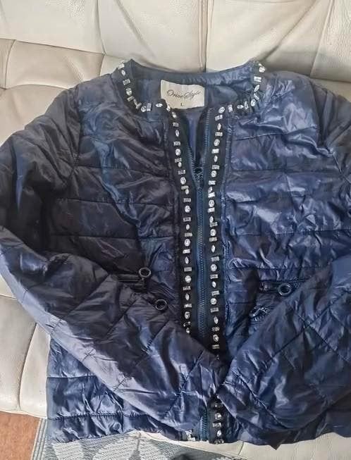 Donkerblauwe Orice Style jas met steentjes, maat L, Kleding | Dames, Ophalen of Verzenden