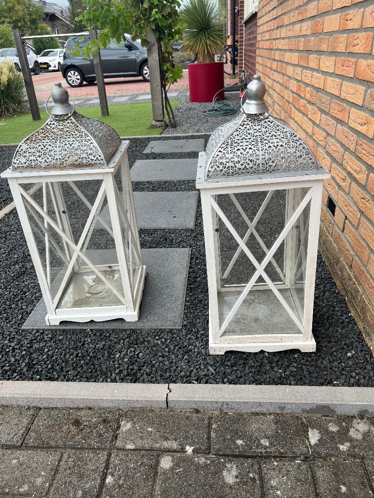 2 mooie lantaarns geschikt voor binnen en buiten, Huis en Inrichting, Ophalen, Gebruikt, Lantaarn, 65 cm