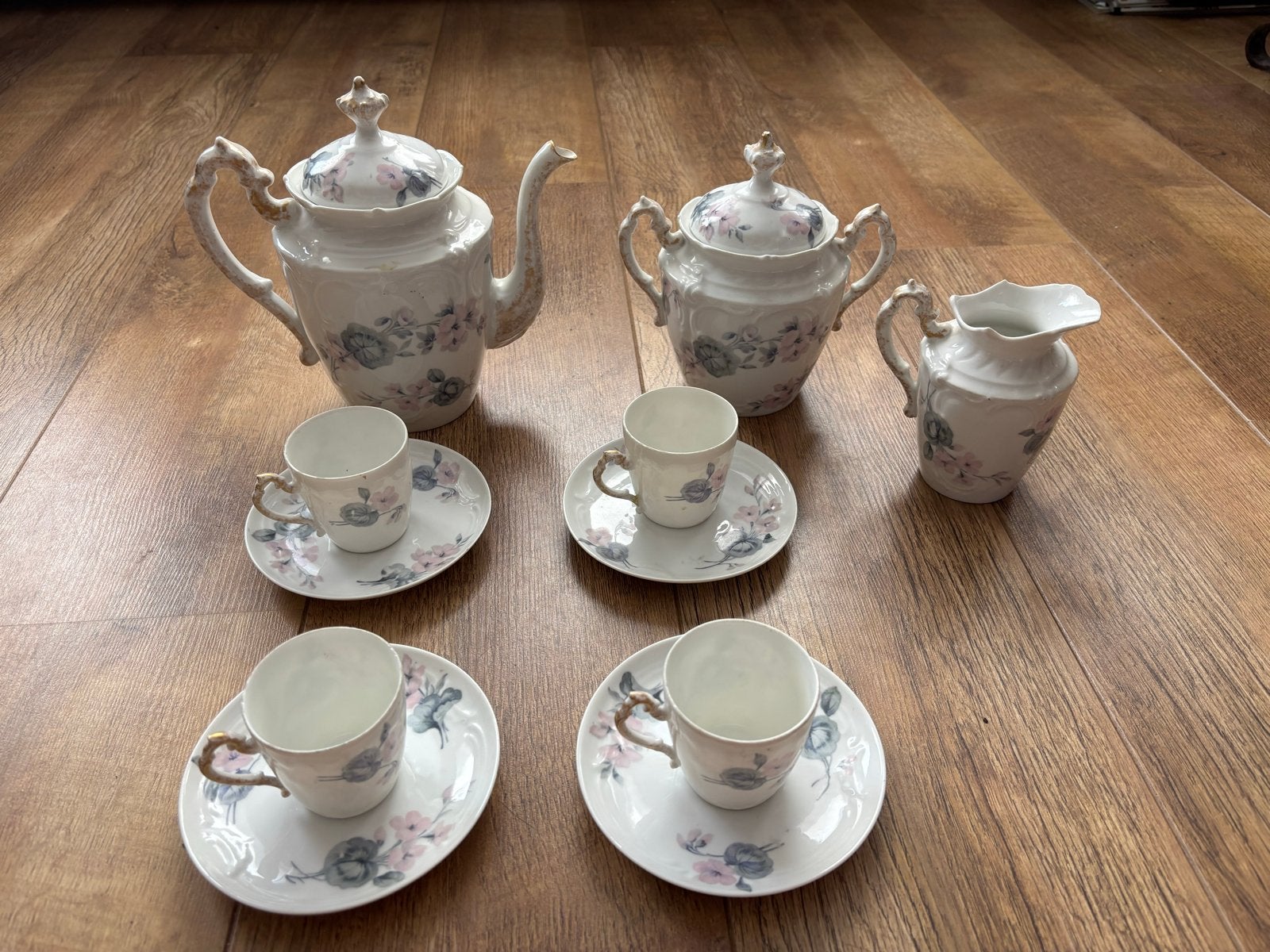 Vintage Limoges koffieservies – compleet - 11 Delig, Ophalen of Verzenden
