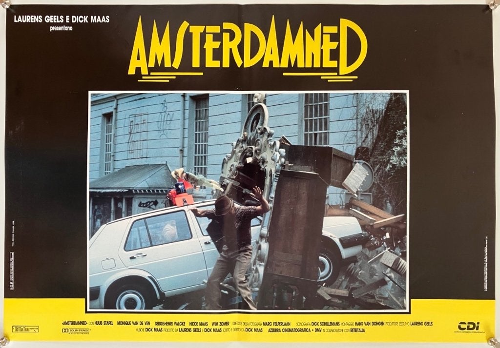 Amsterdamned (1988) - Originele filmposter (nr 5), Verzenden, Zo goed als nieuw, A1 t/m A3, Film en Tv