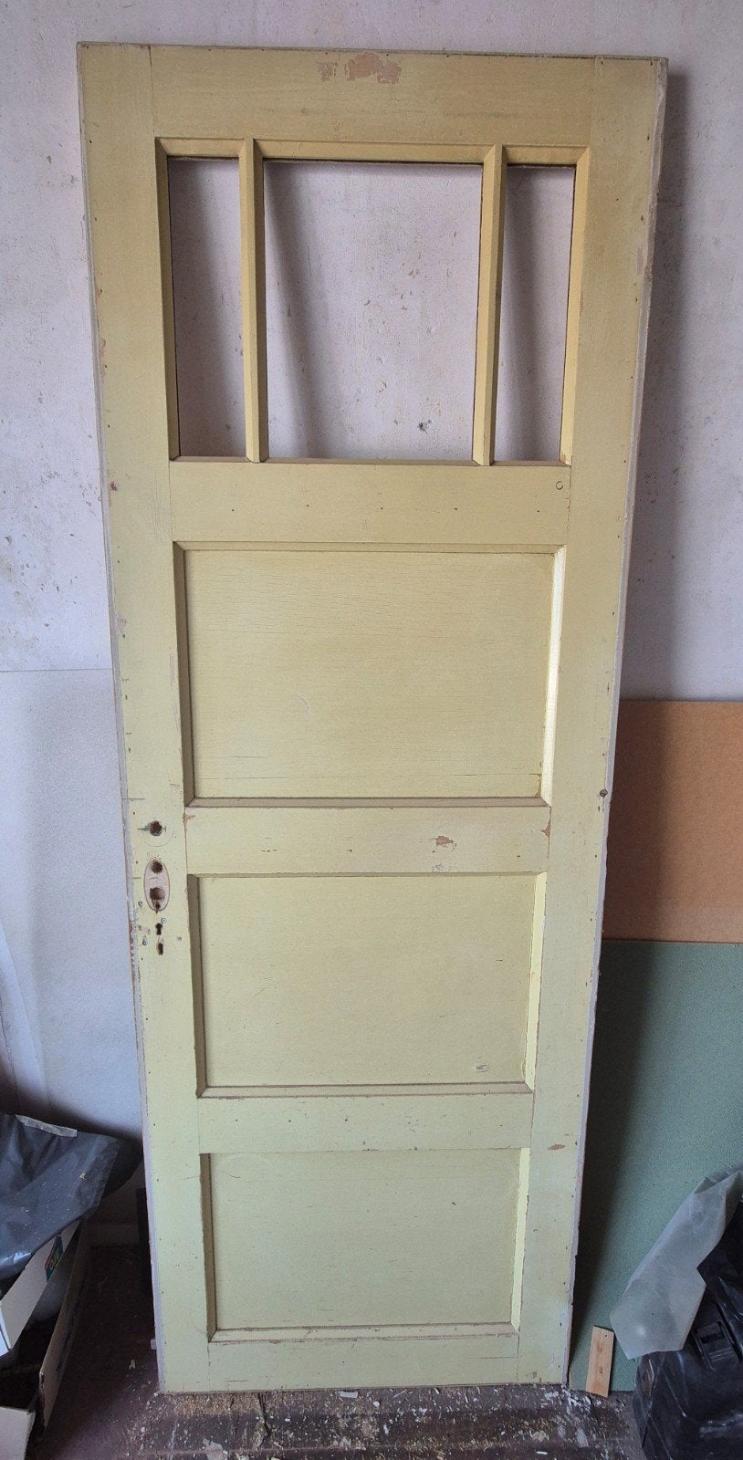 Jaren 30 paneeldeur bruynzeel.  Met glaslatten, zonder glas, Doe-het-zelf en Verbouw, Deuren en Horren, Ophalen, Gebruikt, Binnendeur