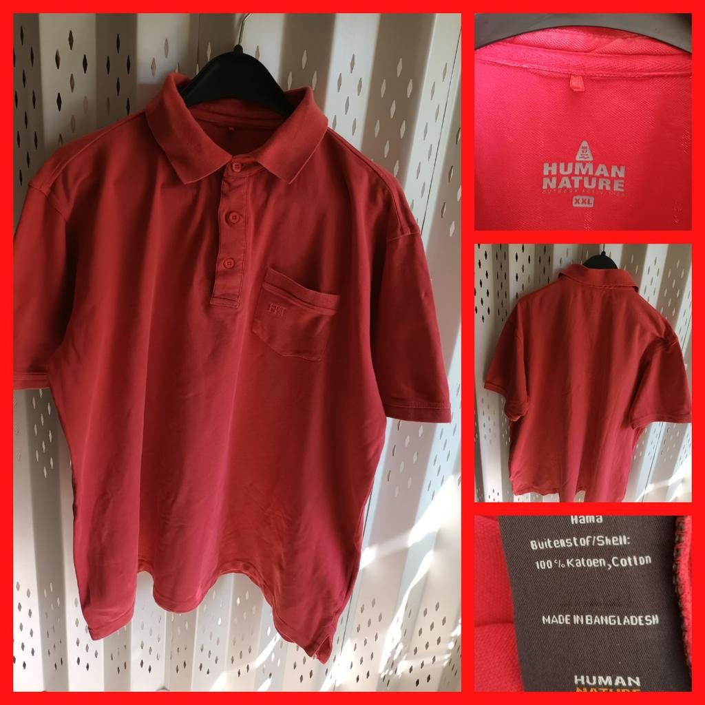 Human Nature XXL Rood Polo Shirt - Zo goed als nieuw, Overige maten, Ophalen of Verzenden, Zo goed als nieuw, Human Nature