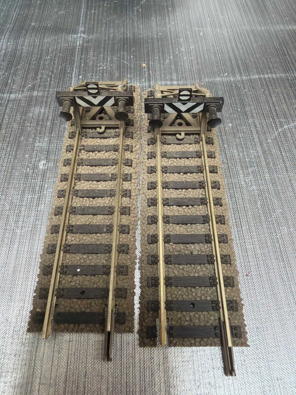 2x Fleischmann H0 Profi-Gleis Recht Spoor met Stootblok 6116, Gebruikt, Gelijkstroom, Fleischmann, Rails