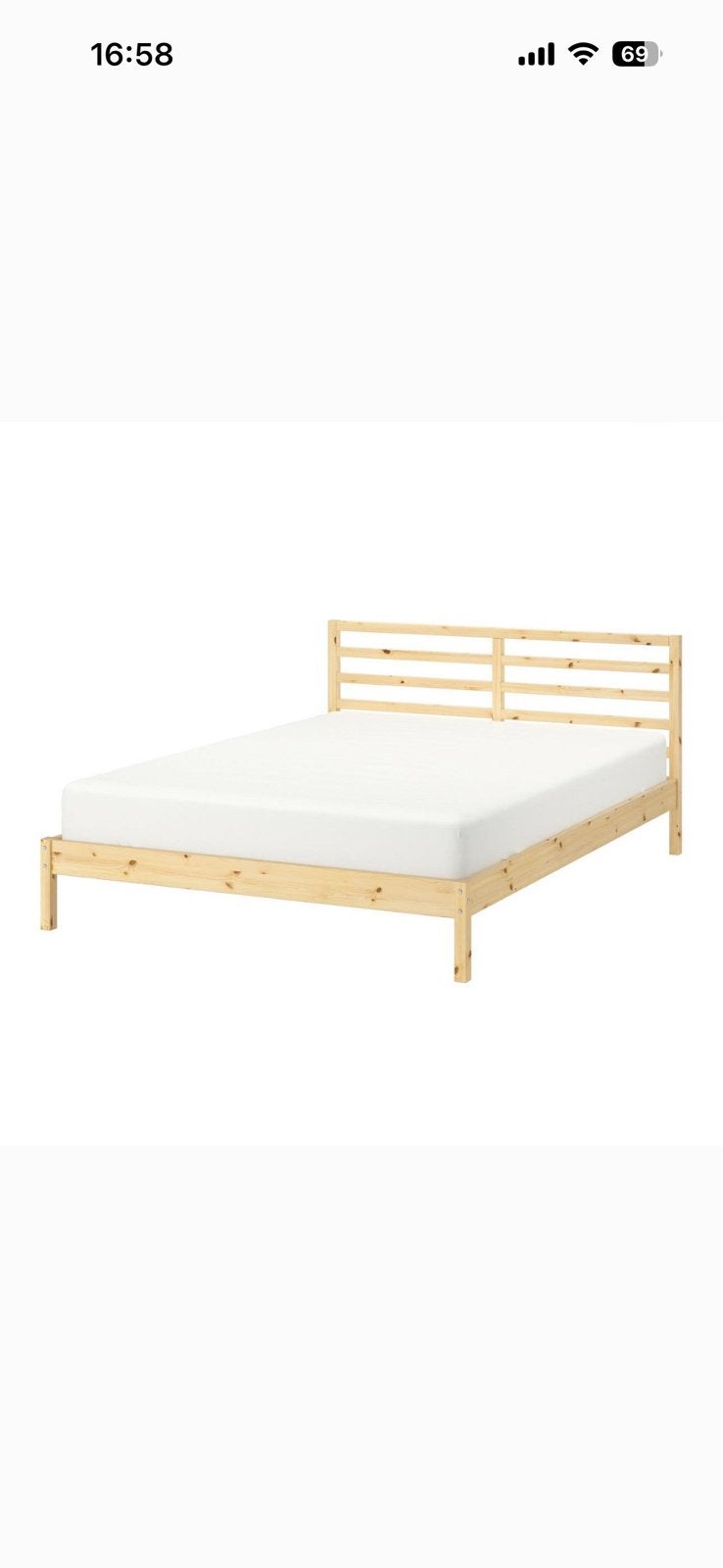 Bed Ikea hout 140x 2m matras lattenbodem, Ophalen, Tweepersoons, 140 cm, Zo goed als nieuw