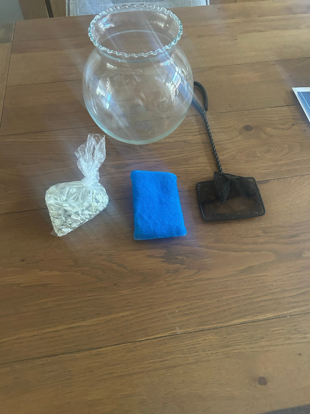 Glazen vissenkom met accesoires, Dieren en Toebehoren, Vissenkom, Overige merken, Ophalen of Verzenden, Zo goed als nieuw