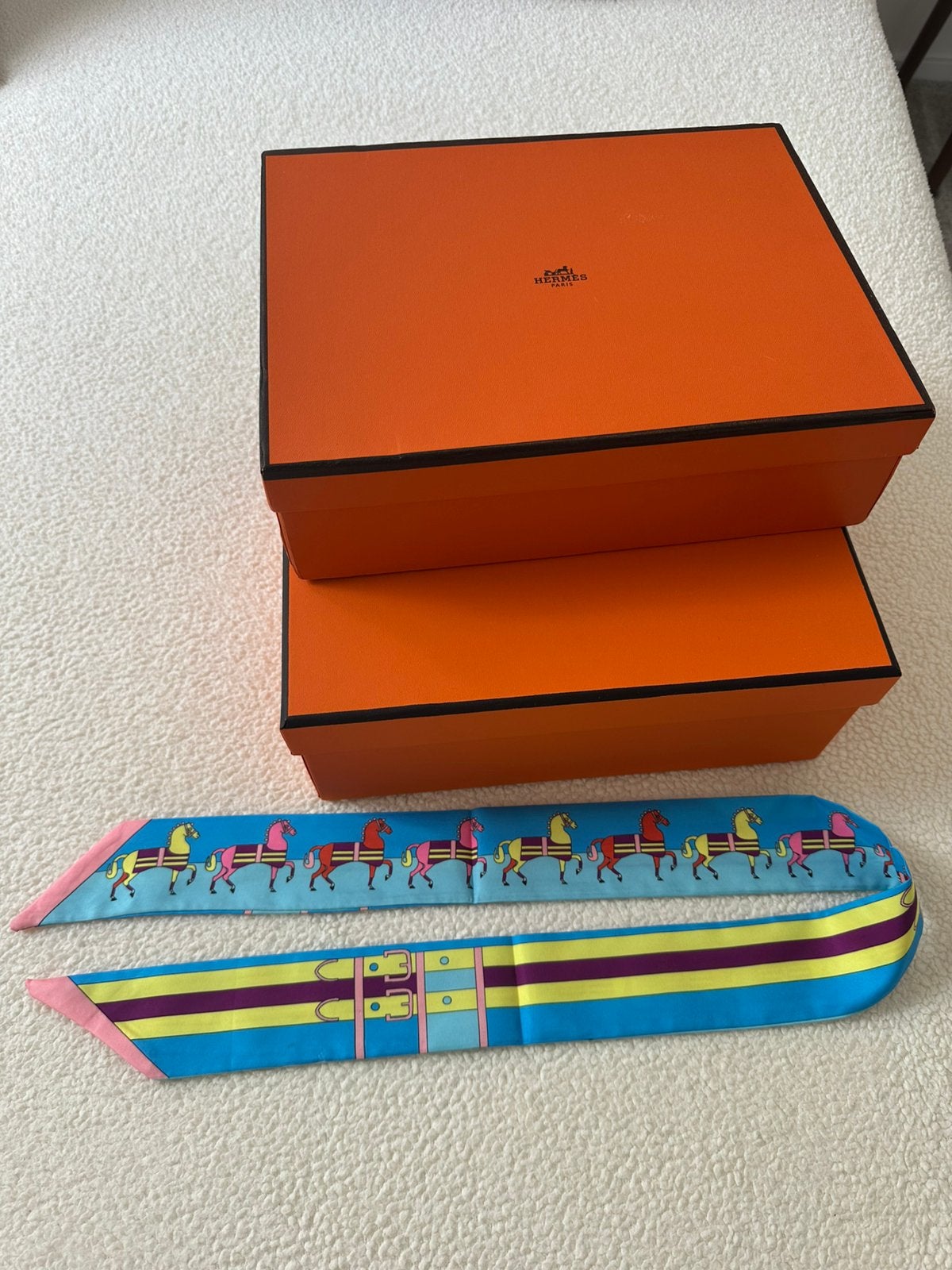 Hermes sjaaltje handle scarf handbag, Ophalen of Verzenden, Zo goed als nieuw, Blauw, Handtas