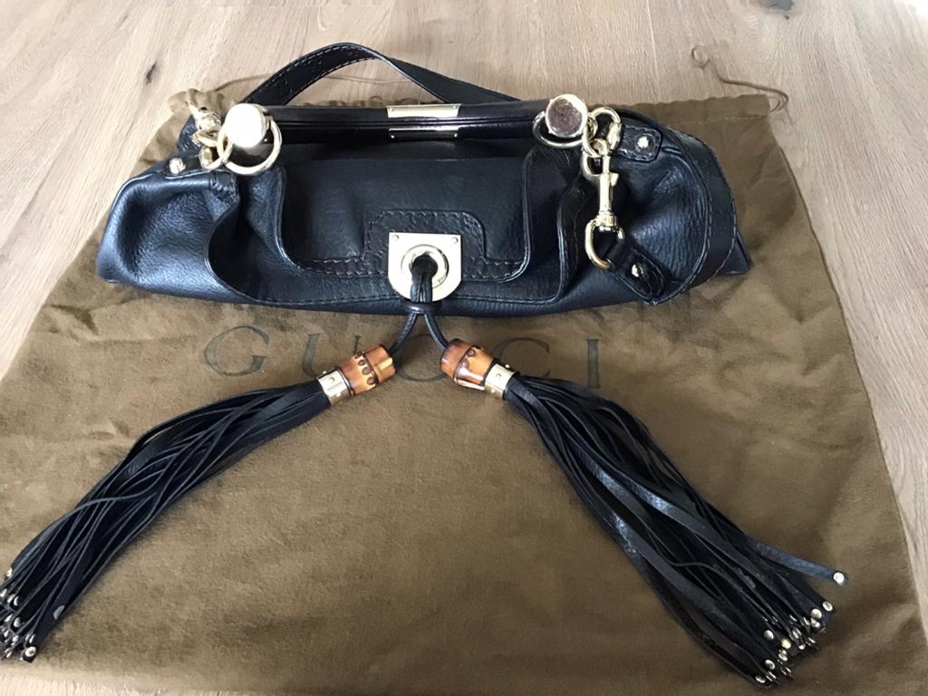 Mooi leren Gucci tas origineel, Sieraden, Tassen en Uiterlijk, Tassen | Damestassen, Ophalen, Zo goed als nieuw, Zwart, Handtas