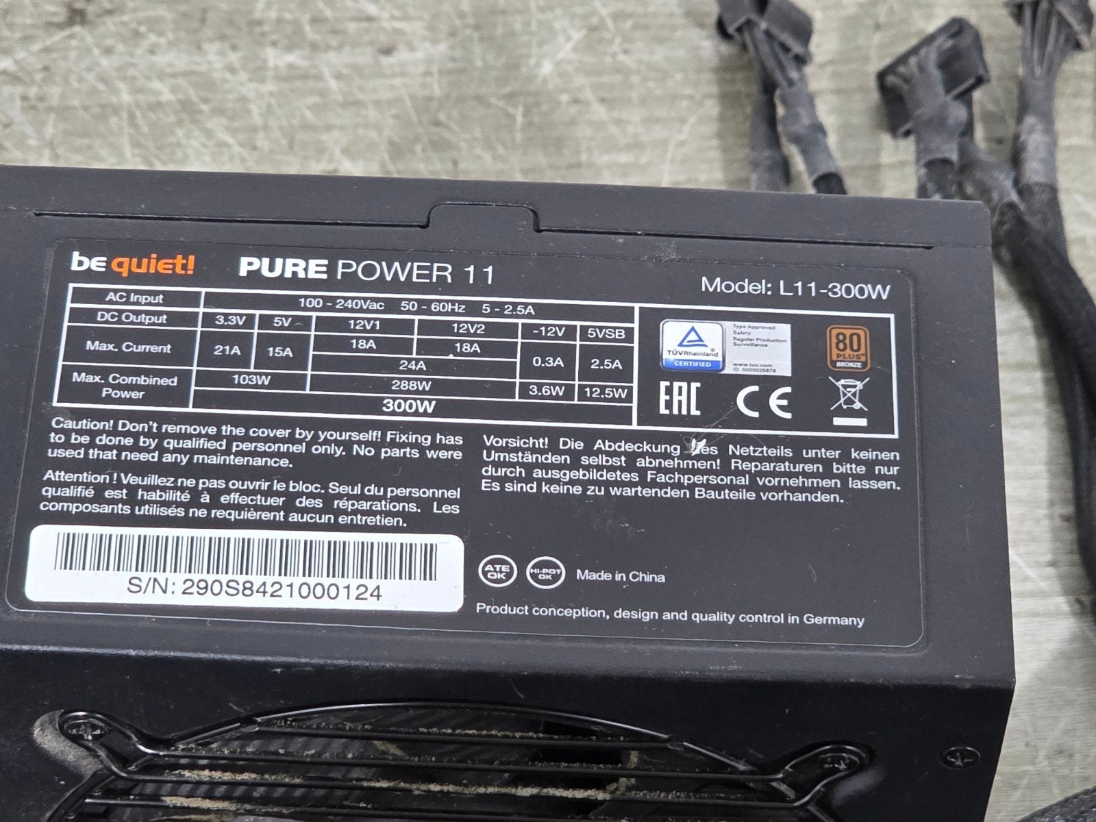 Be quiet 300w max voeding psu power supply L11-300w, Gebruikt, ., Ophalen of Verzenden, .
