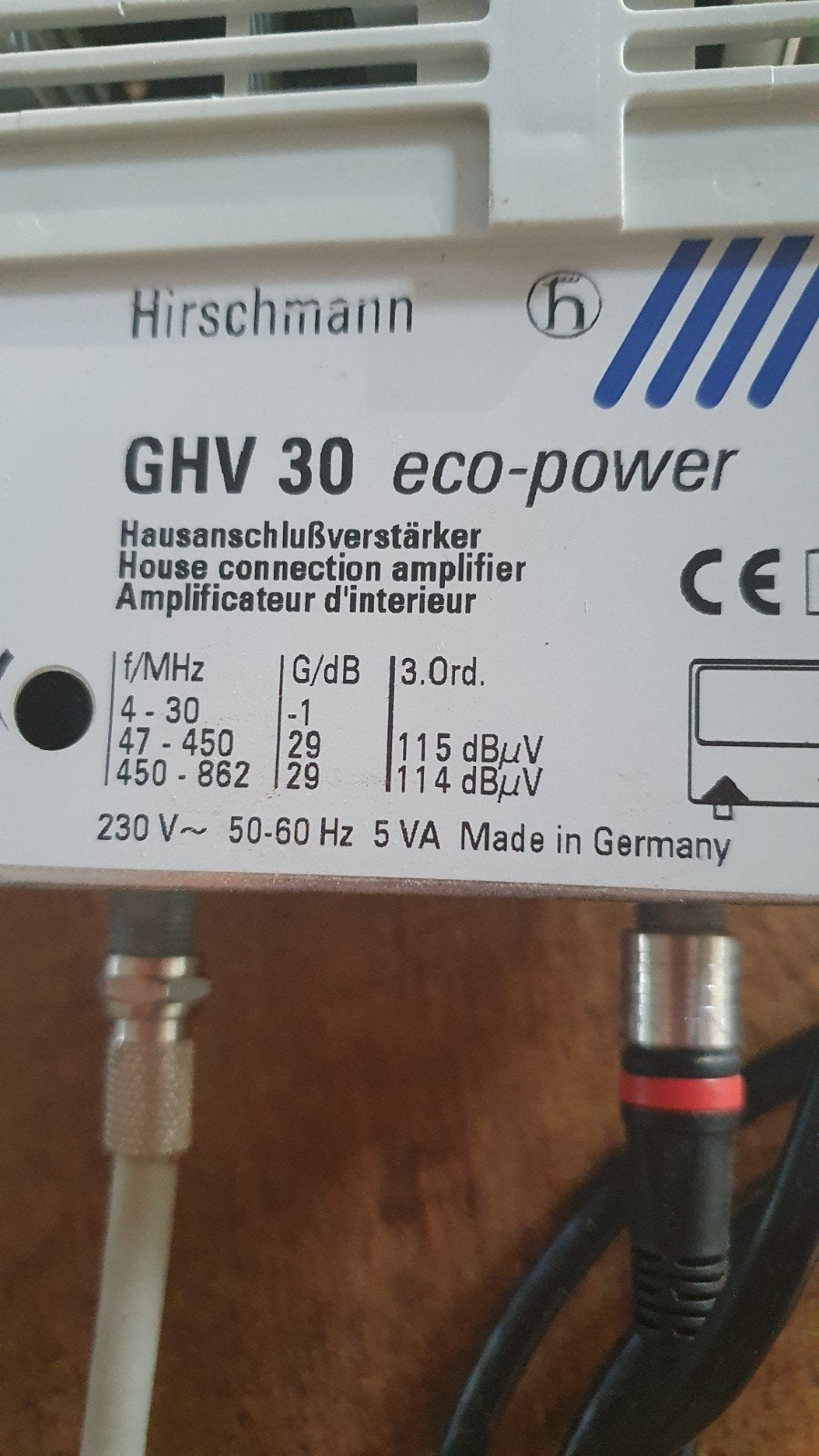Hirschmann GHV 30 eco-power versterker met AFC 2081 splitter, Ophalen of Verzenden, Gebruikt, Minder dan 2 meter, Overige kabels