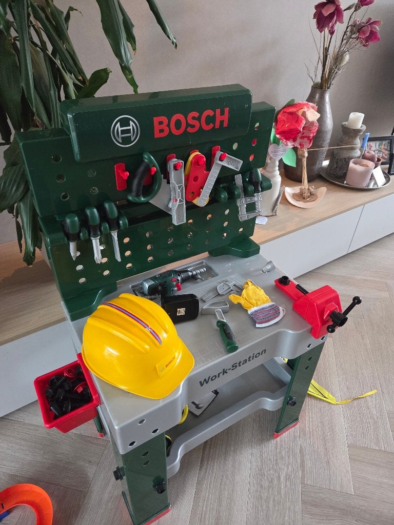 Bosch werkbank- Speelgoedwerkbank - Inclusief accessoires, Kinderen en Baby's, Speelgoed | Speeltafels, Ophalen