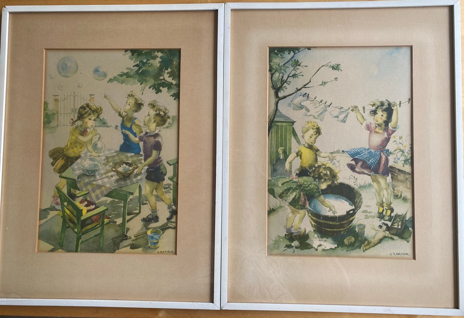 Vintage lithografische kinderprenten uit de jaren ‘40, Ophalen
