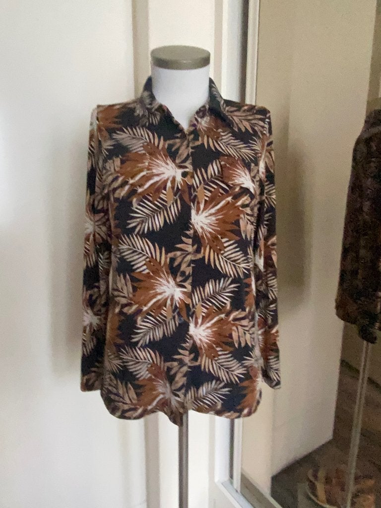 blouse Vera Jo S zwart/bruin/creme travel, Bruin, Vera Jo, Ophalen of Verzenden, Zo goed als nieuw