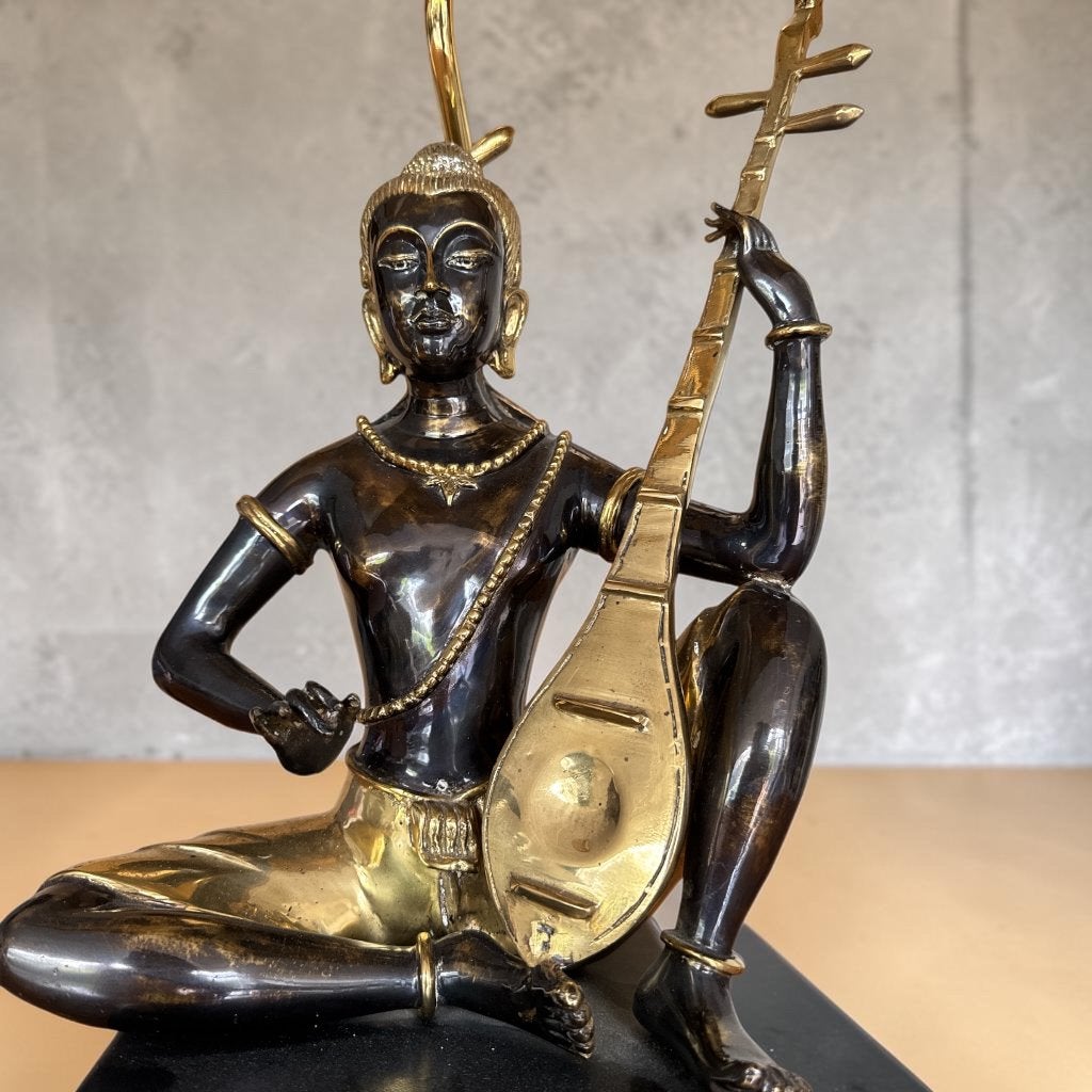 Mid century bronzen Lamp, Ophalen, Zo goed als nieuw, Minder dan 100 cm
