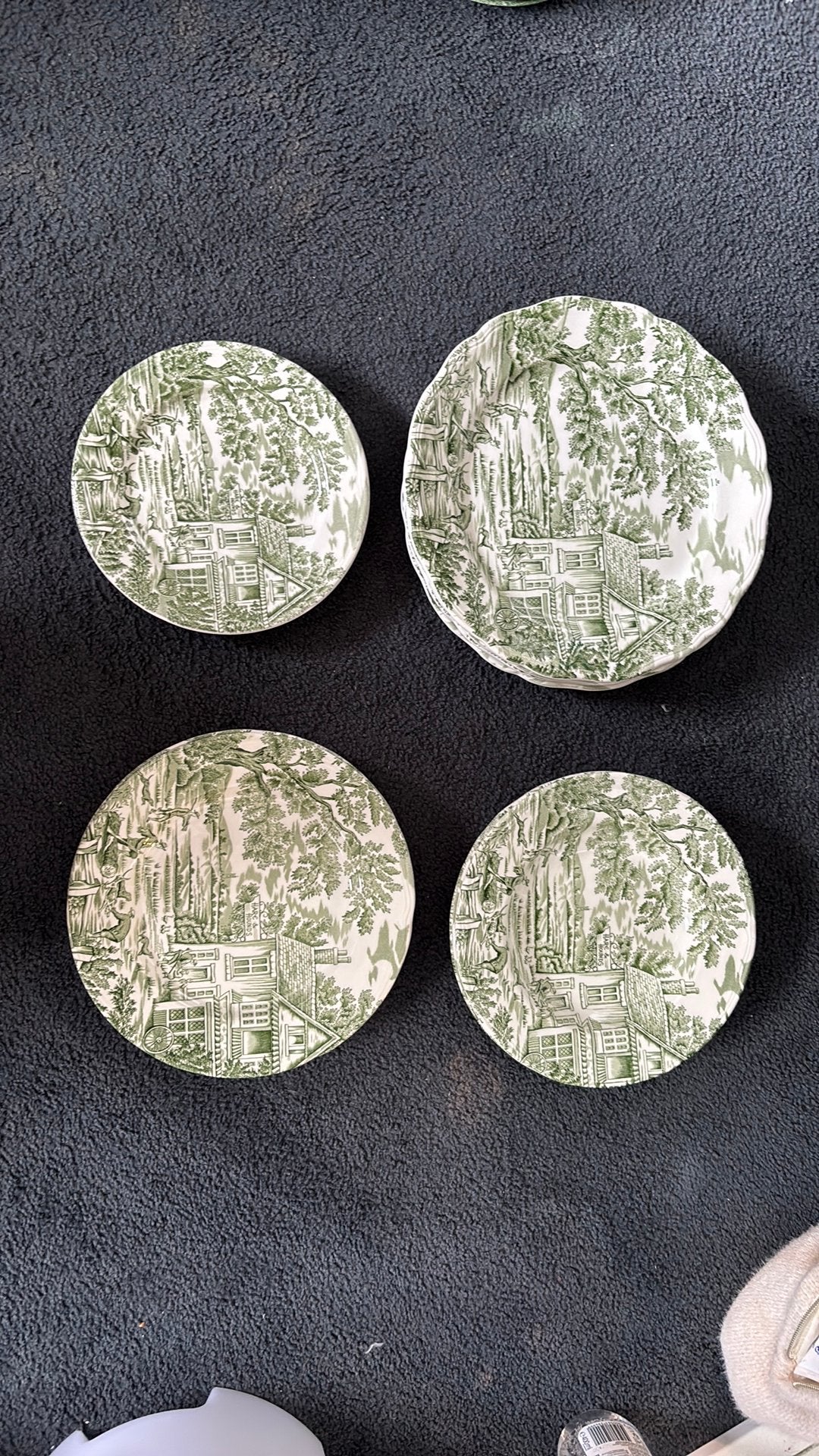 13delig vintage servies Lunéville France–English Style Groen, Antiek en Kunst, Ophalen of Verzenden
