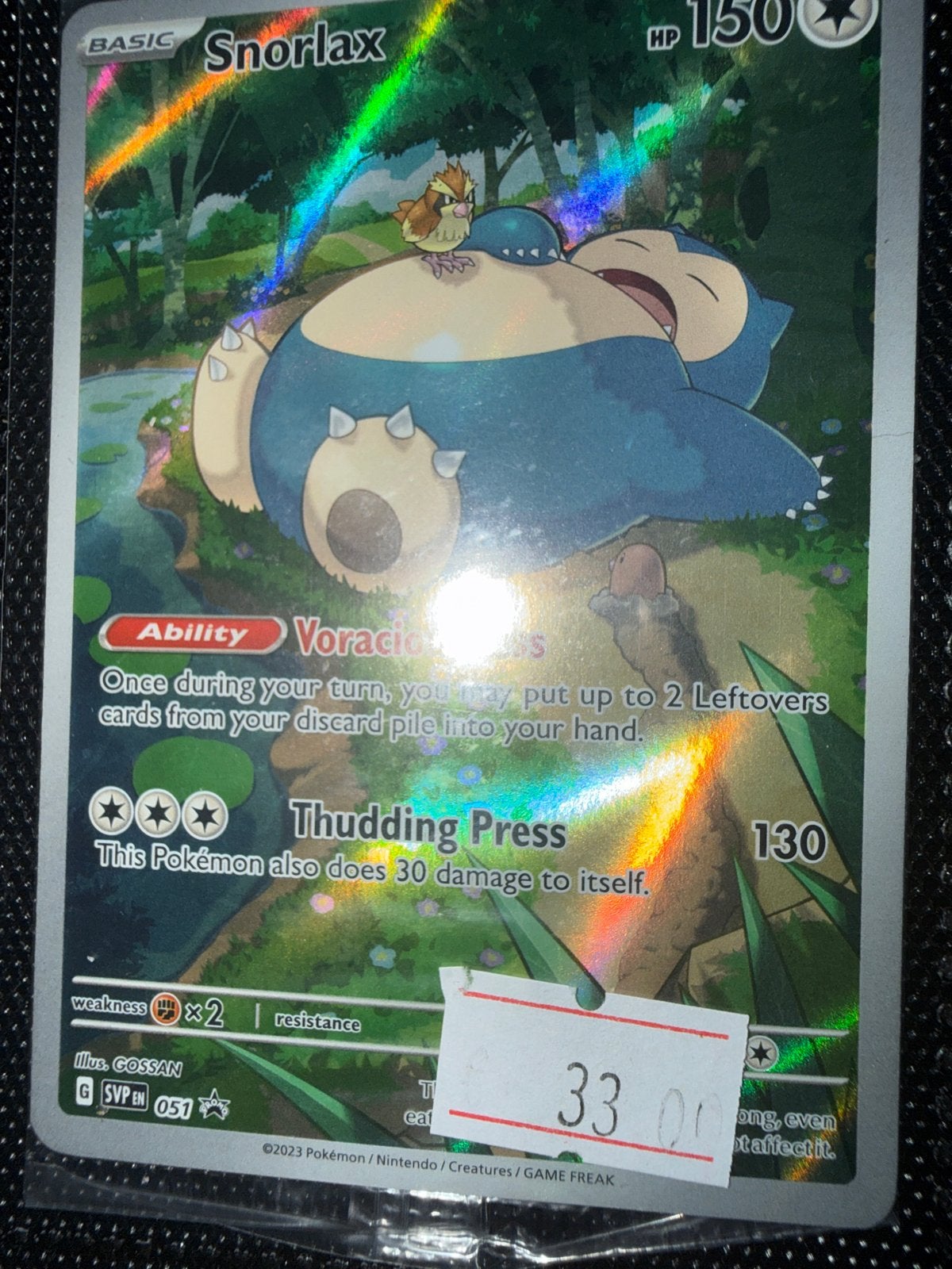 Pokémon Kaart Snorlax G SV P EN 051 Foil, Ophalen of Verzenden, Zo goed als nieuw, Losse kaart, Foil