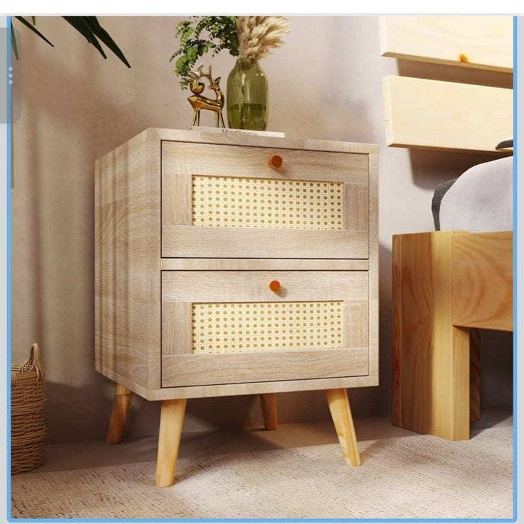 Nieuwe Nachtkastje Eiken Sonoma met 2 Lades, Ophalen, Nieuw, 55 tot 70 cm, 45 tot 65 cm