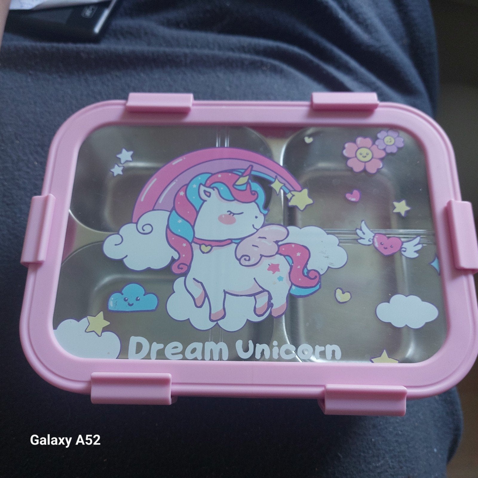 Nieuwstaat Mooie ruime Rvs unicorn roze eenhoorn broodtromme, Ophalen of Verzenden