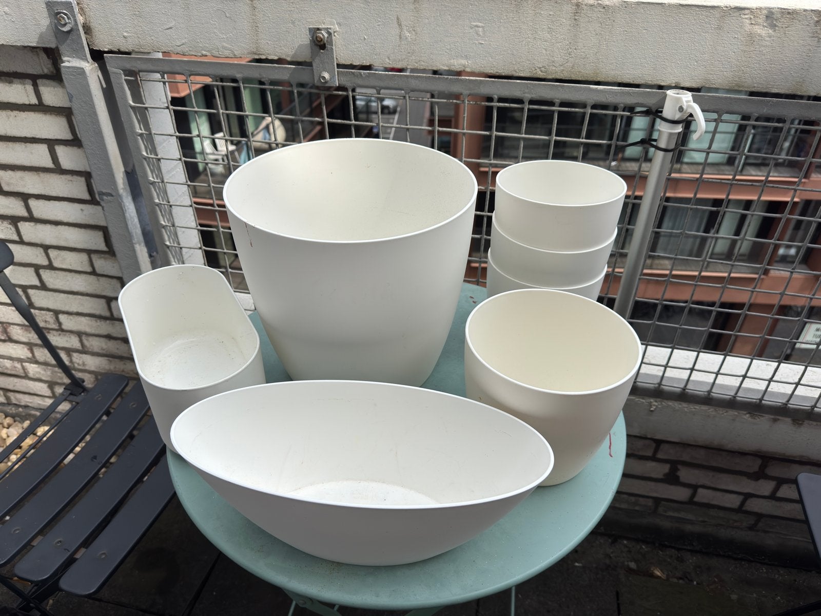 Plantenpotten Elho Brussels wit, Tuin en Terras, Bloempotten, Kunststof, Rond, Ophalen of Verzenden, Zo goed als nieuw