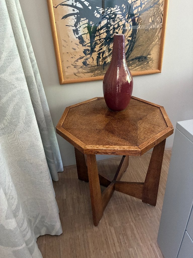 Achthoekig houten tafeltje brocante, Antiek en Kunst, Curiosa en Brocante, Ophalen