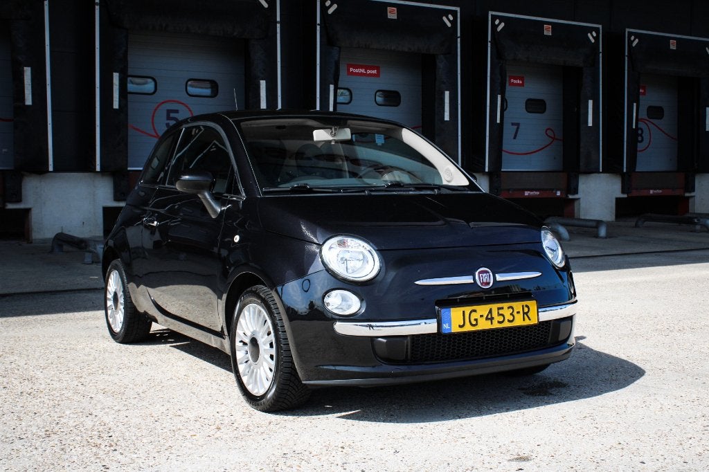 Fiat 500 1.2 Lounge 2013 Zwart Panoramadak Airco, Auto's, Voorwielaandrijving, Euro 5, Stof, 1242 cc