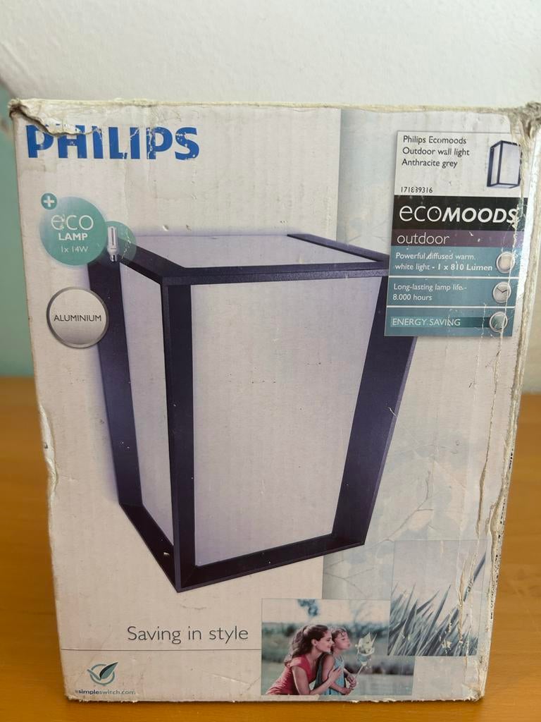 Philips Ecomoods Buiten Wandlamp Antraciet Grijs, Ophalen, Nieuw