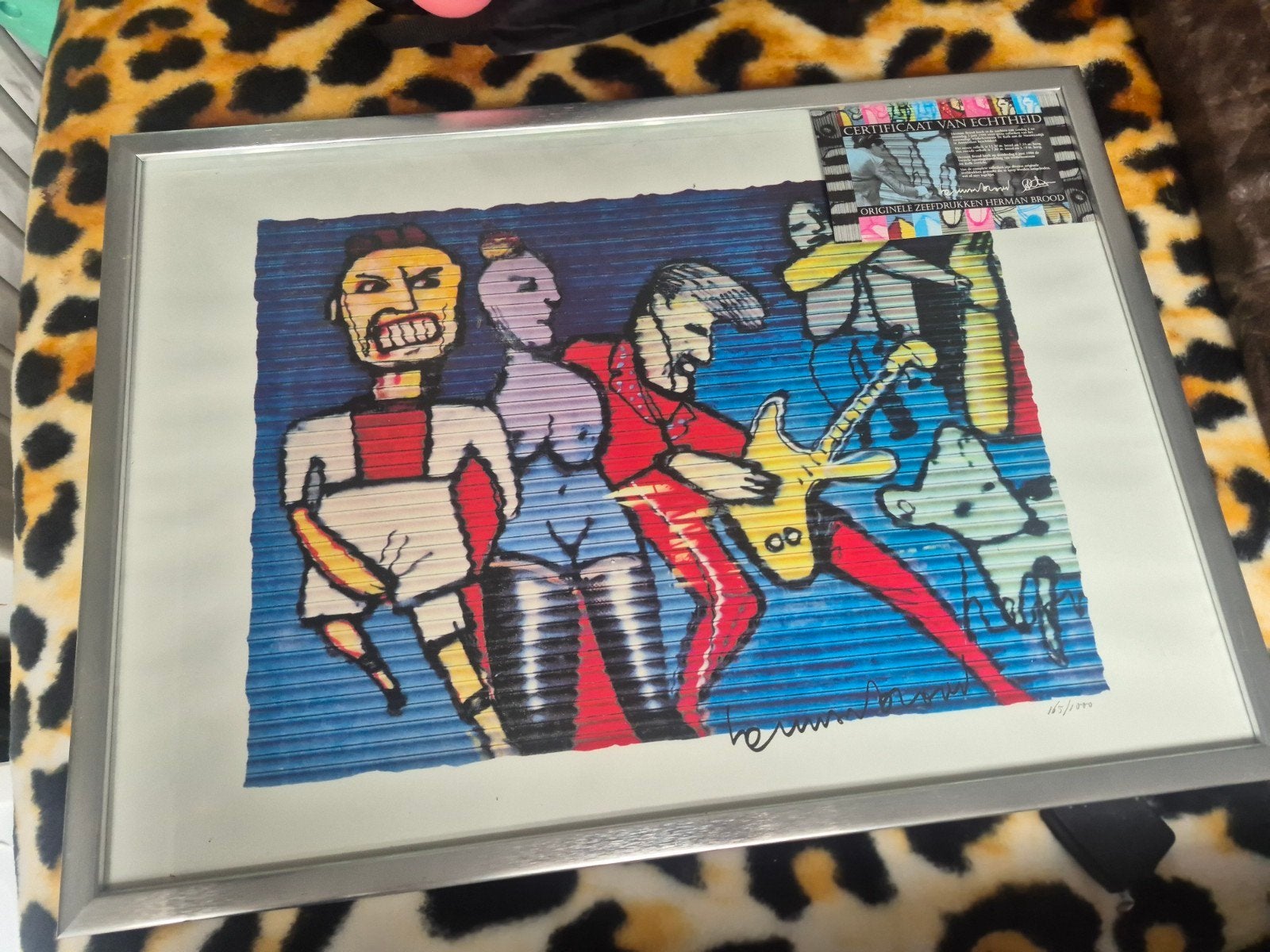 Herman Brood Zeefdruk 'Gitaar' met Certificaat en Lijst, Antiek en Kunst, Kunst | Litho's en Zeefdrukken, Gelimiteerde oplage