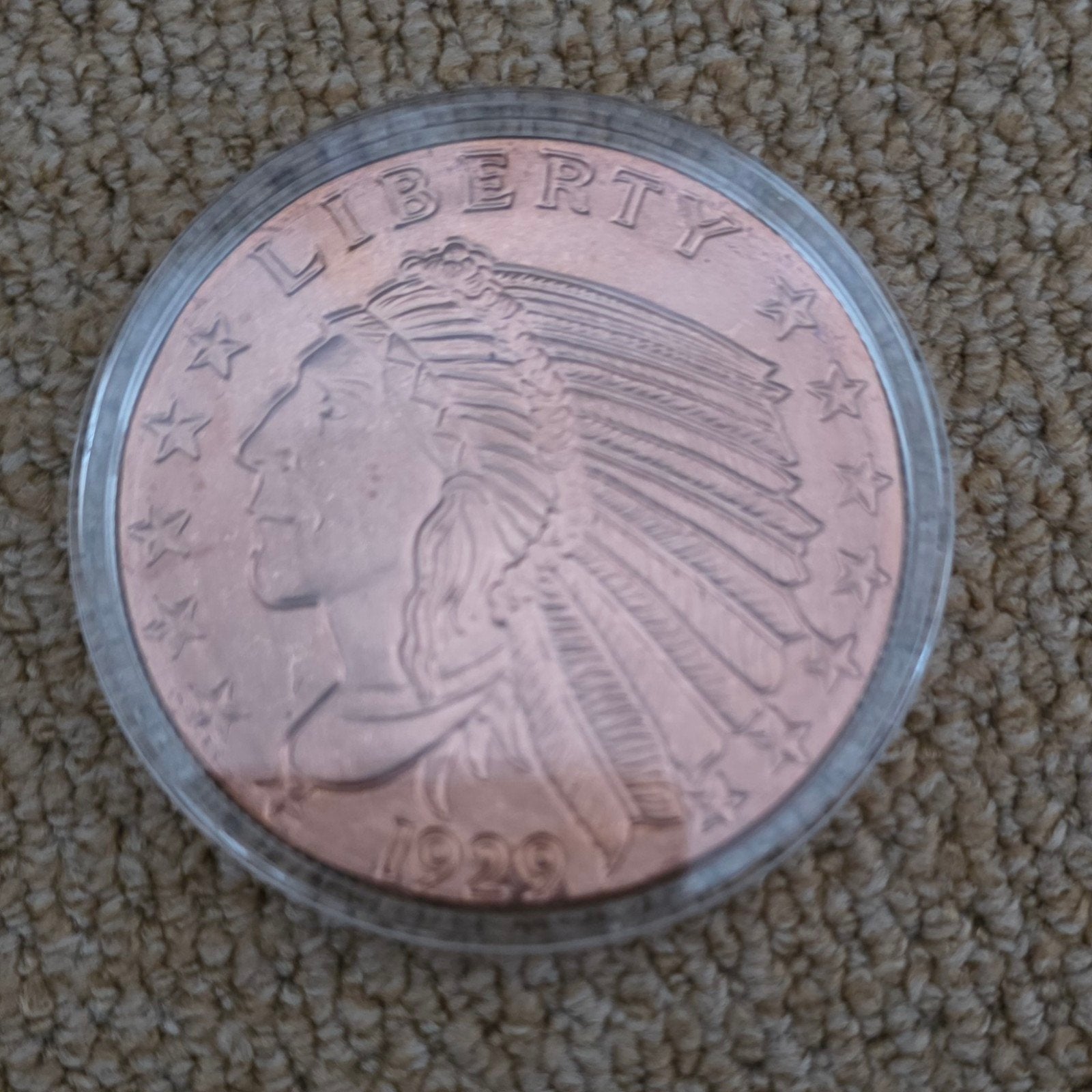 Prachtige verzamelmunt in capsule van 5 troy ounce Indian He, Verzenden, Losse munt