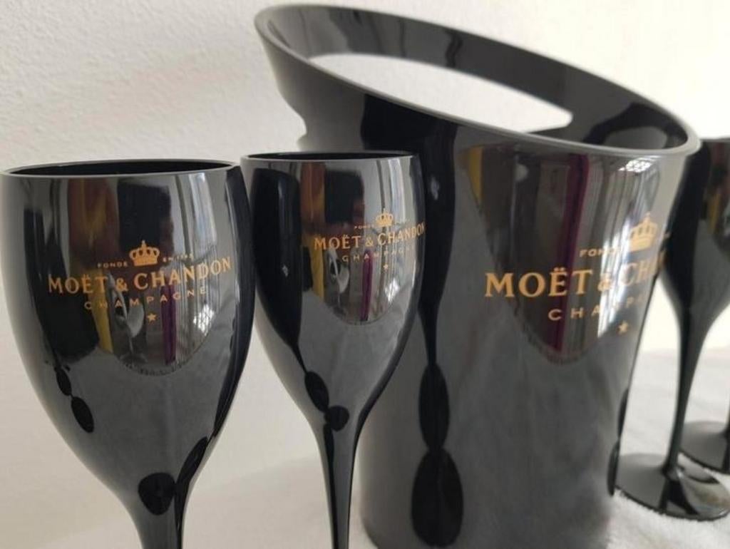 Zwarte ice-Bucket met 4 champagne flutes Nu 59,95‼️, Nieuw, Ophalen of Verzenden, Overige stijlen, Overige materialen
