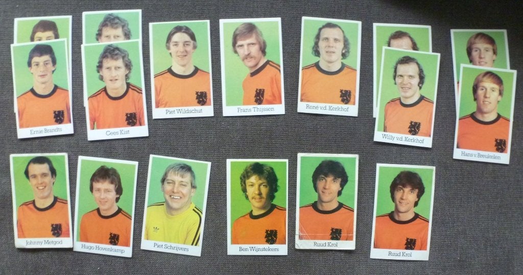 17x voetbalplaatjes  EK 1980   Nederlands Elftal, Verzamelen, Ophalen of Verzenden, Zo goed als nieuw, Ajax, Poster, Plaatje of Sticker