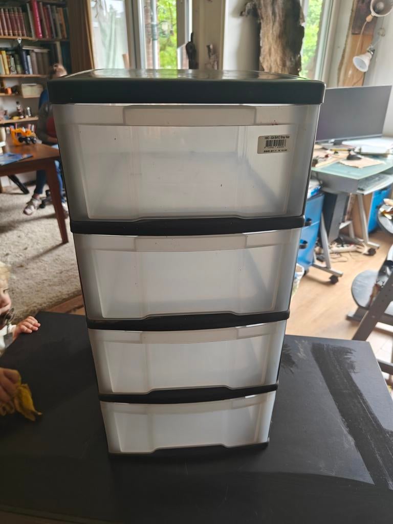 2 kunststof ladekastje met 4 laden 61cm hoog, Gebruikt, Ophalen of Verzenden, 3 of 4 laden, Minder dan 100 cm