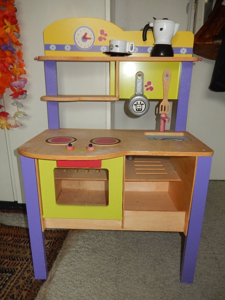 speel keuken hout deurtje plankjes 57x81x35 zeer goede staat, Ophalen, Zo goed als nieuw, Hout, Speelkeuken