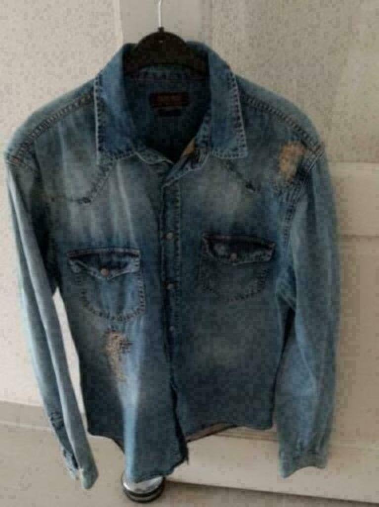 Jeans overhemd slim Fit van ZARA maat S, Blauw, Halswijdte 38 (S) of kleiner, Ophalen of Verzenden, Zo goed als nieuw