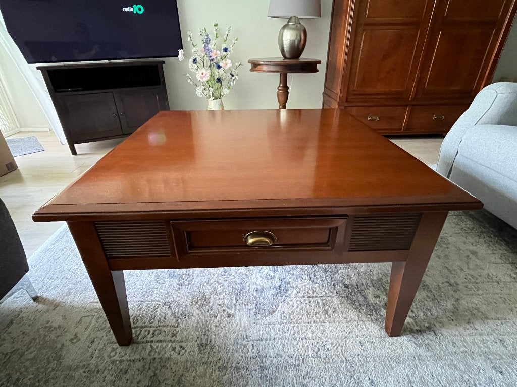 Notenhouten salon tafel, Ophalen, Gebruikt, 50 tot 100 cm, 50 tot 100 cm