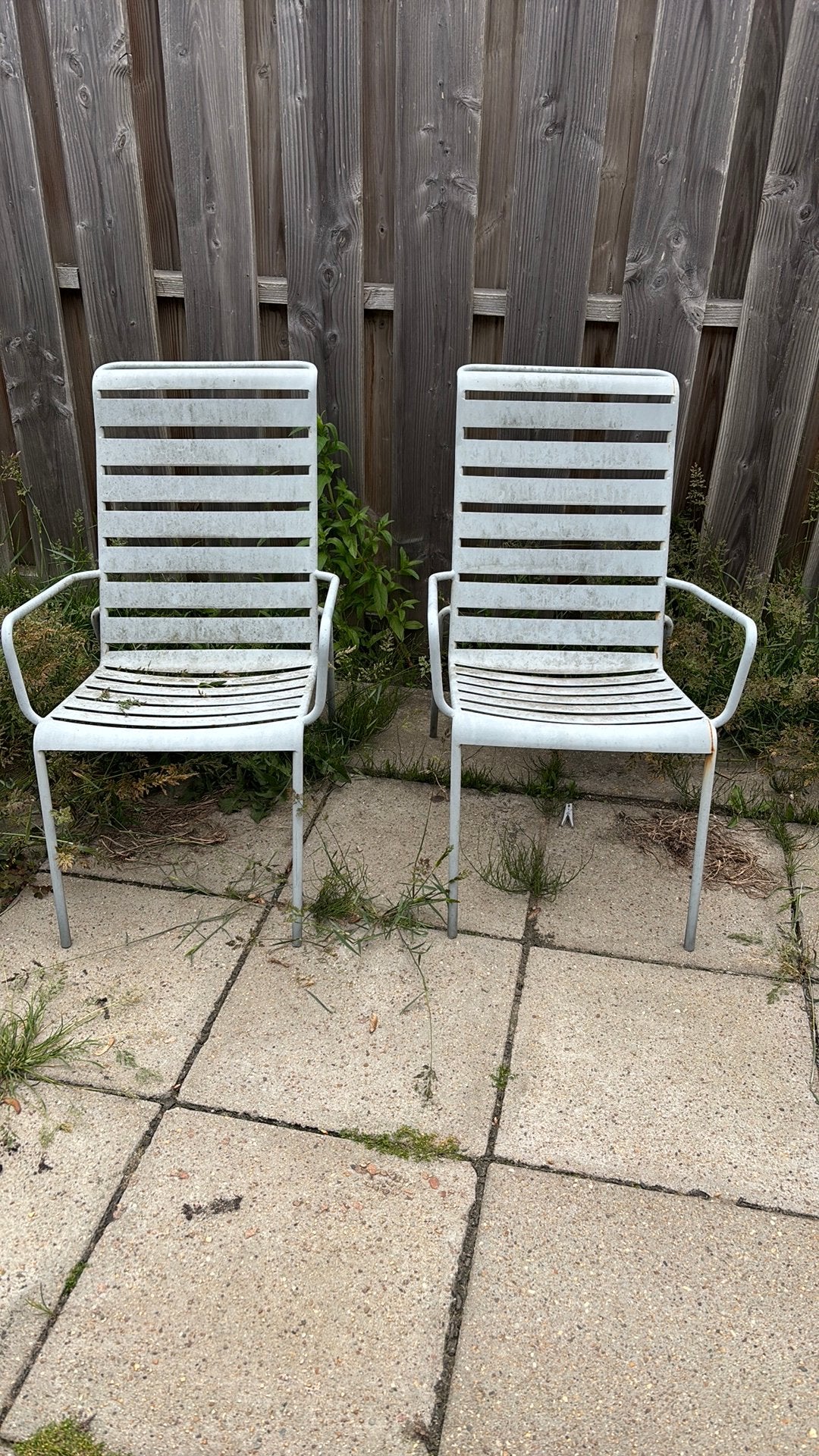 2x Gebruikte metalen tuinstoelen, Ophalen, Gebruikt, Metaal, Verstelbaar