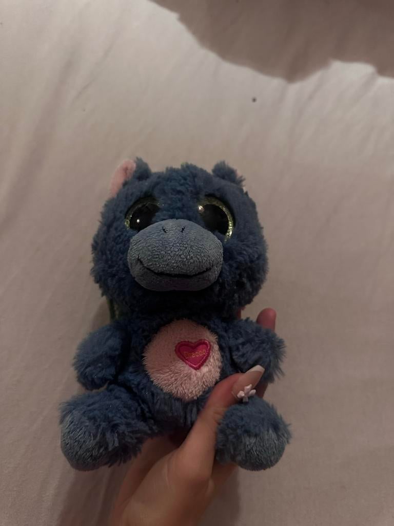 Blauwe knuffel met hartje, Ophalen of Verzenden, Gebruikt, Overige typen