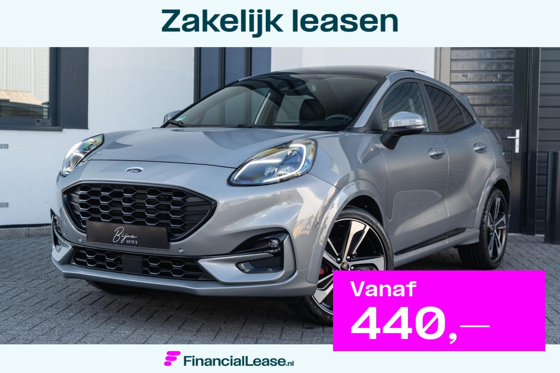 Ford Puma 1.0 EcoBoost Hybrid ST-Line X PANO / TREKHAAK / 19, 125 pk, Zwart, Leder en Stof, 23 km/l