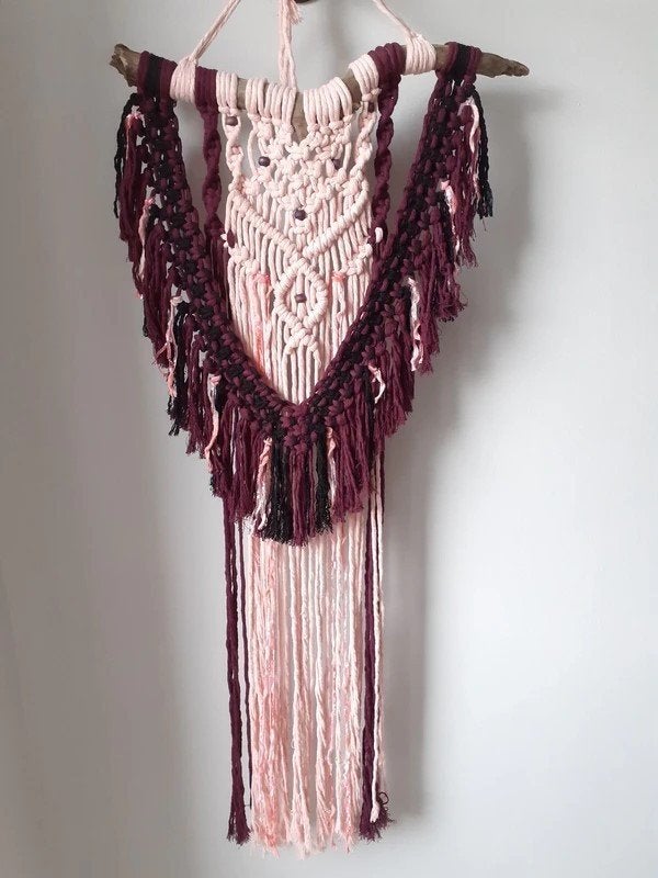 Macrame wandhanger, muurhanger, wanddecoratie, 95 cm, Nieuw, Ophalen of Verzenden, Natuurlijk materiaal