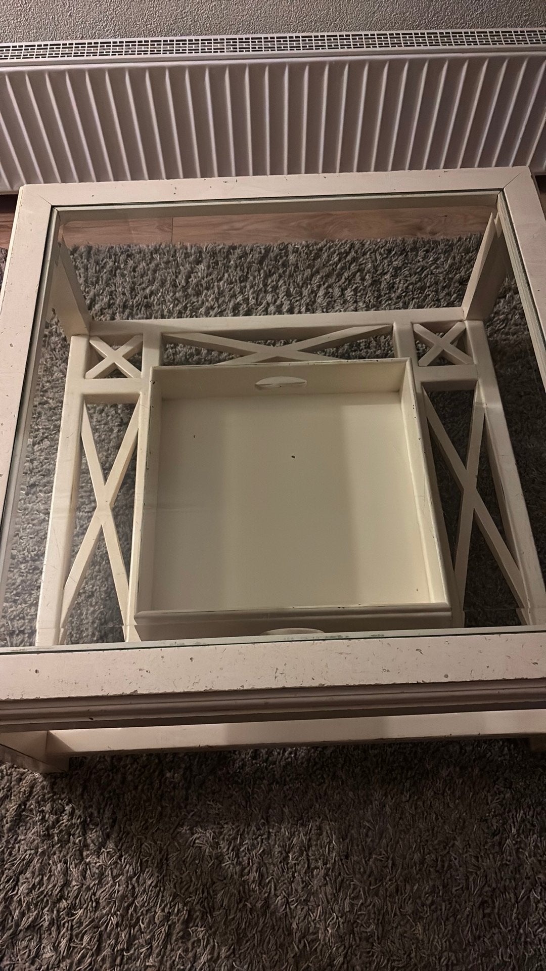 Salon tafel klein 80 bij 80 cm, Ophalen, Zo goed als nieuw, Vierkant, 50 tot 100 cm