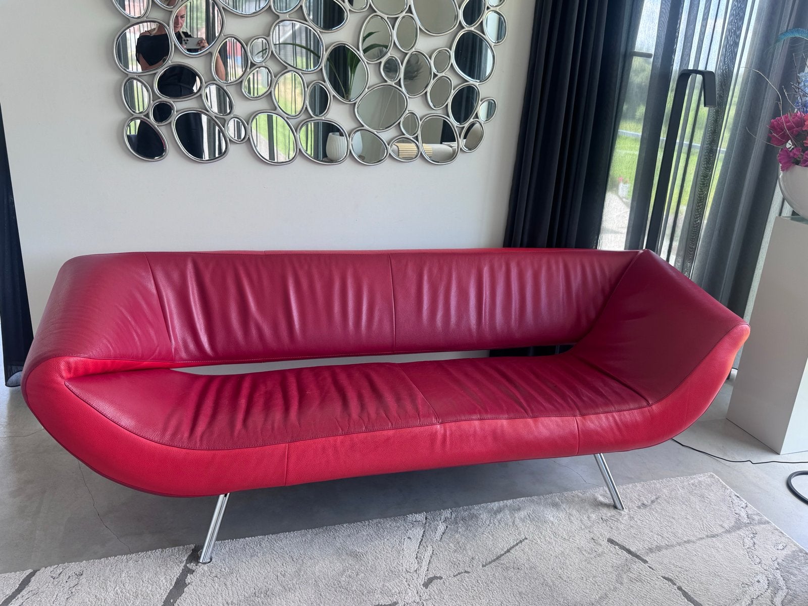 Leolux Arabella Senso lederen bank, Ophalen, Gebruikt, Driepersoons, 200 tot 250 cm
