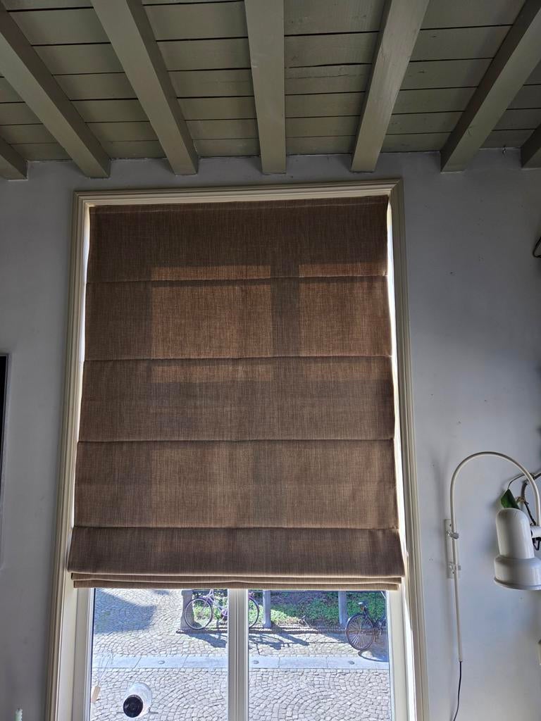 Vouwgordijnen Tuiss linnenlook zandkleurig - 3 maten, Ophalen of Verzenden, Nieuw, 200 cm of meer