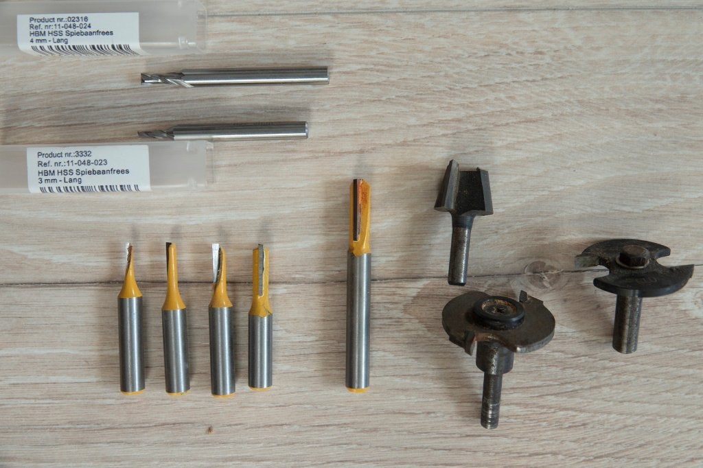 25 st. HMM + HSS bovenfrezen stift, groef, afrond en verzink, Ophalen of Verzenden, Zo goed als nieuw, Elektrisch, Bovenfrees
