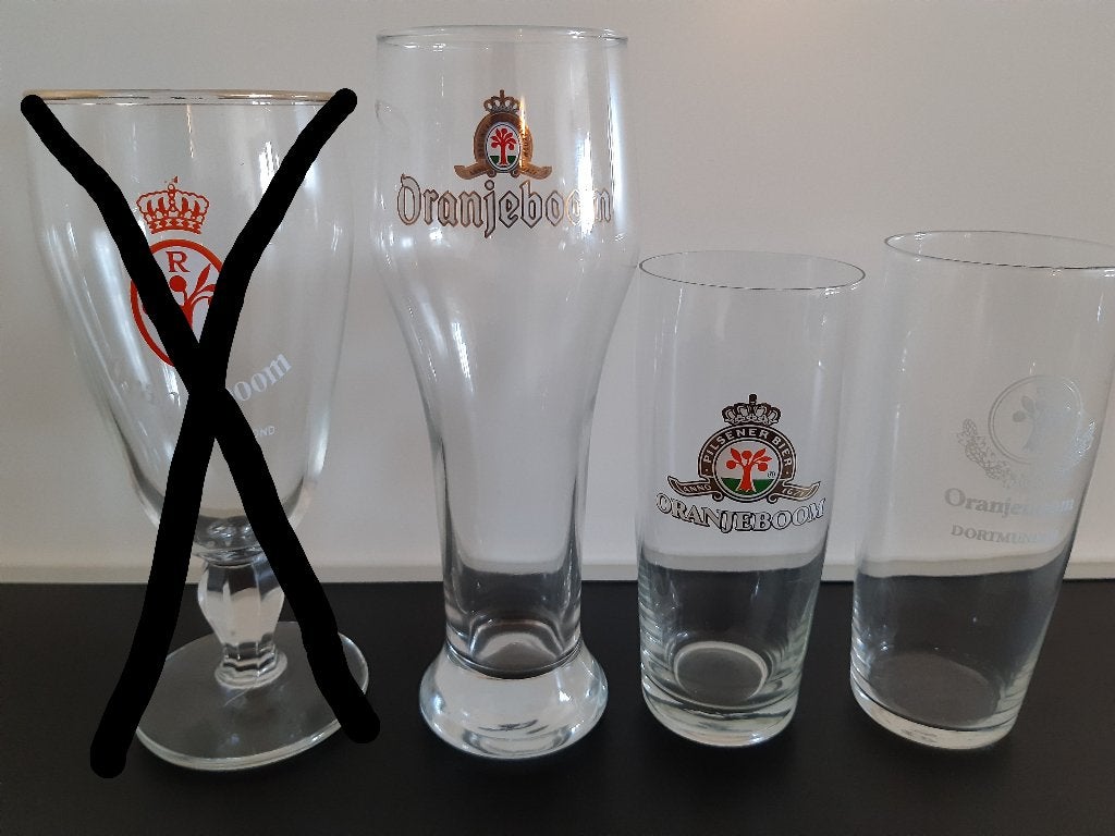 Oranjeboom bierglazen 3 stuks verschillende, Verzamelen, Ophalen of Verzenden, Zo goed als nieuw, Glas of Glazen, Oranjeboom